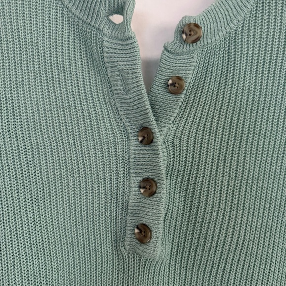 Aerie Sage Green Waffle Knit Henley Sweater XXS Cozy Fall Layer - Picture 3 of 6